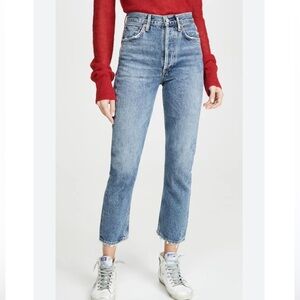 AGOLDE Riley Crop Blue Jeans Frequency Size 27